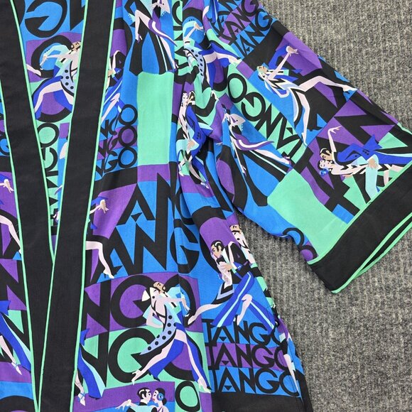 Bob Mackie Wearable Art Kimono Jacket Womens M Blue Silk Tango Dance Set - Picture 4 of 16